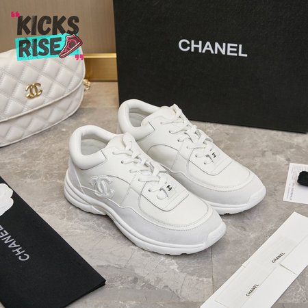 CHANEL LOW TOP TRAINER CC TRIPLE WHITE - CC4