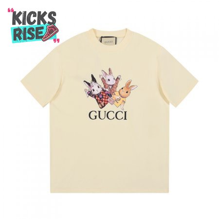 Gucci Rabbits Print Print Cotton T-Shirt White