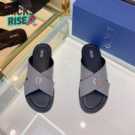 DIOR ALIAS SANDAL Dark Gray Grained Calfskin