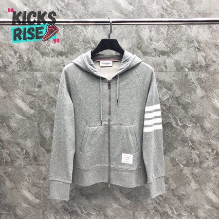 Thom Browne Logo-Patch Zip-Up Hoodie