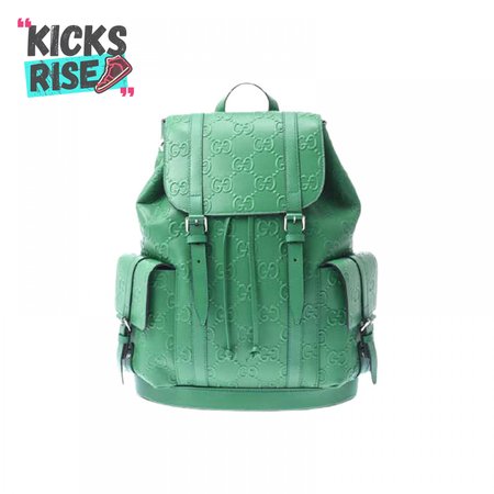 Gg Embossed Backpack In Green Leather GBP015