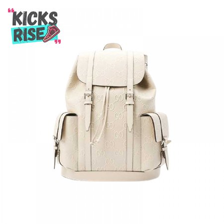 Gg Embossed Backpack In White Leather GBP013