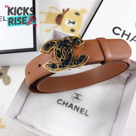 Chanel Leather Belt Buckle 30mm brown