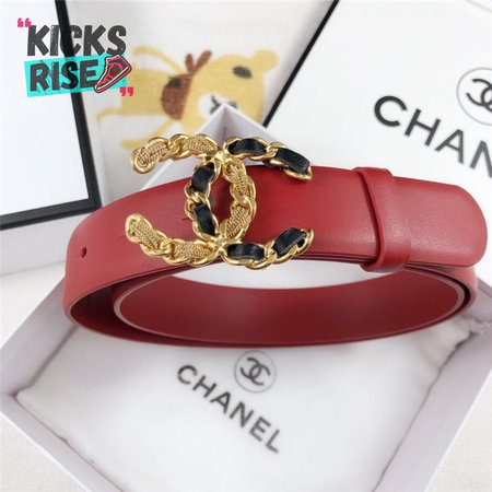 Chanel Leather Belt Buckle 30mm red