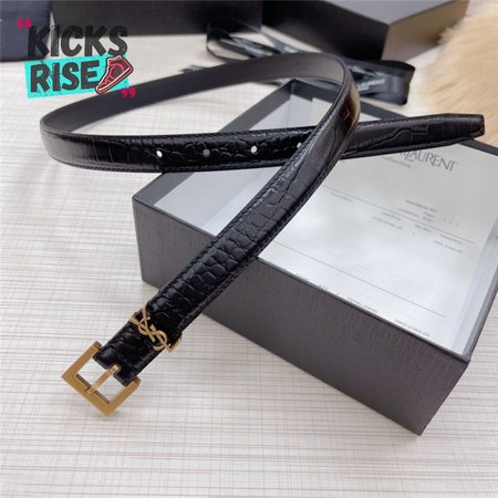 ysl crocodile grain top layer leather belt