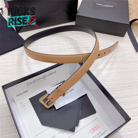 ysl logo leather belt