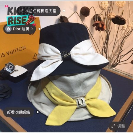 Best Christian Dior Colorblock bow Fisherman hat