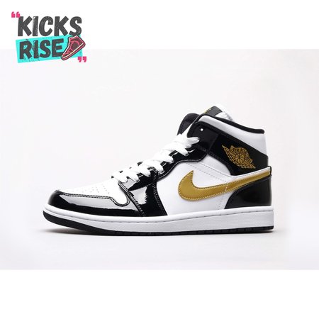 Air Jordan 1 Mid Patent Black White Gold 36-46