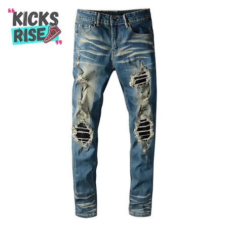 Amiri Blasted Rip Jeans Dark Blue