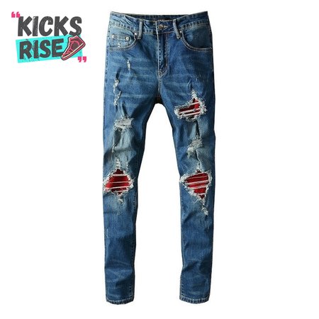 Amiri Design Rip Jeans Dark blue / Red