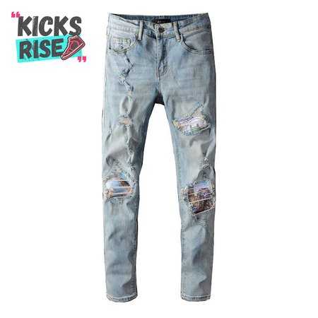 Amiri Design Rip Jeans Light Blue