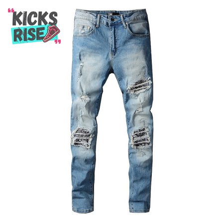 Amiri Design Rip Jeans Light blue / Black