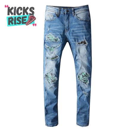 Amiri Design Rip Jeans Light Blue / Green