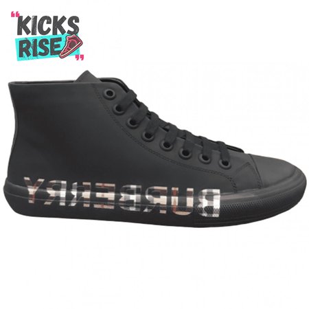 BURBERRY LOGO PRINT GABARDINE HIGH-TOP SNEAKERS - BBR82