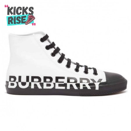 BURBERRY LOGO PRINT GABARDINE HIGH-TOP SNEAKERS - BBR32