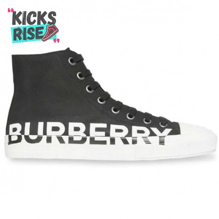 BURBERRY LOGO PRINT GABARDINE HIGH-TOP SNEAKERS - BBR31