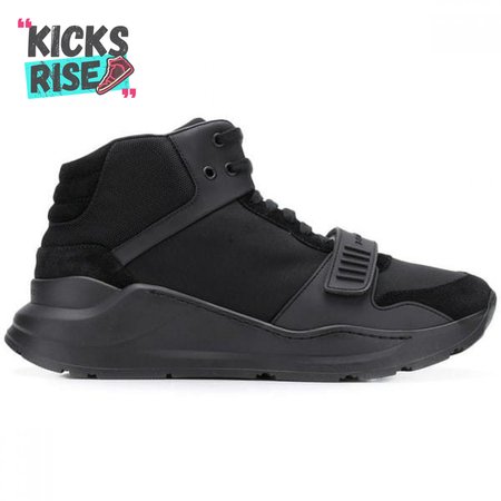 BURBERRY SUEDE AND NEOPRENE HIGH-TOP SNEAKERS - BBR19