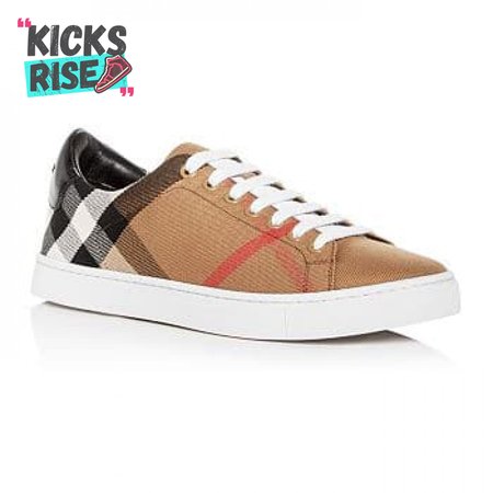 BURBERRY ALBERT HOUSE CHECK & LEATHER LOW-TOP SNEAKER - BBR3