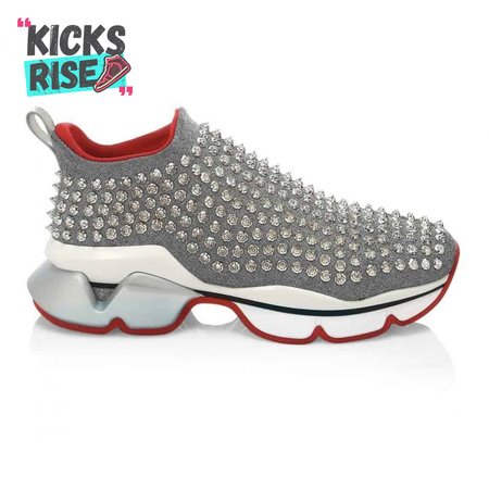 CHRISTIAN LOUBOUTIN GREY SPIKE SOCK SNEAKER- CL50