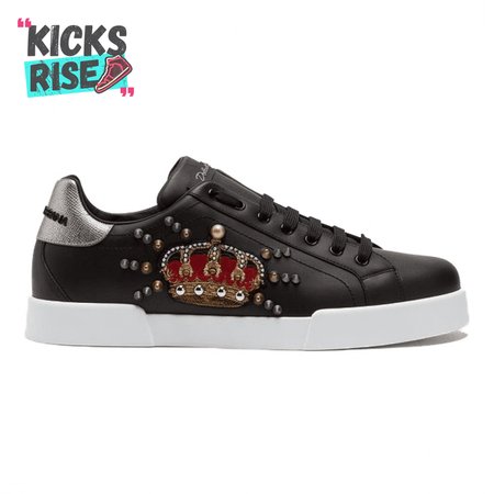 DOLCE & GABBANA CALFSKIN PORTOFINO SNEAKERS WITH PATCH - DG1