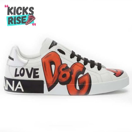 DOLCE & GABBANA CALFSKIN PORTOFINO SNEAKERS WITH PATCHES OF THE DESIGNERS - DG2