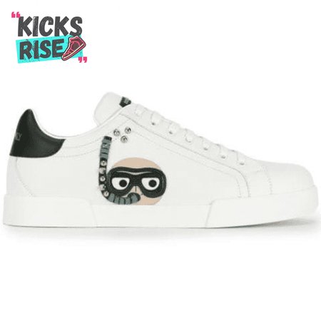 DOLCE & GABBANA CALFSKIN PORTOFINO SNEAKERS WITH PATCHES OF THE DESIGNERS - DG2