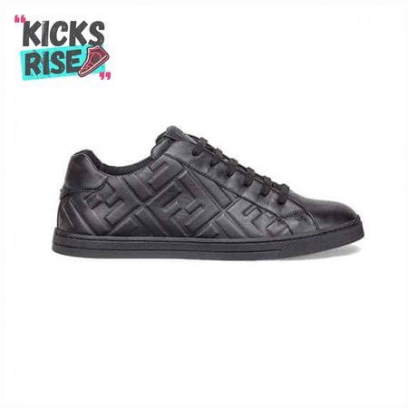 FENDI BLACK NAPPA LEATHER LOW-TOP SNEAKERS - FD04