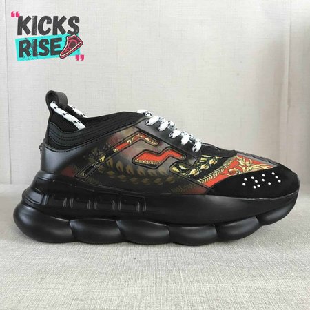 VERSACE BLACK RED AND MULTICOLOURED CHAIN REACTION SNEAKERS - VS18